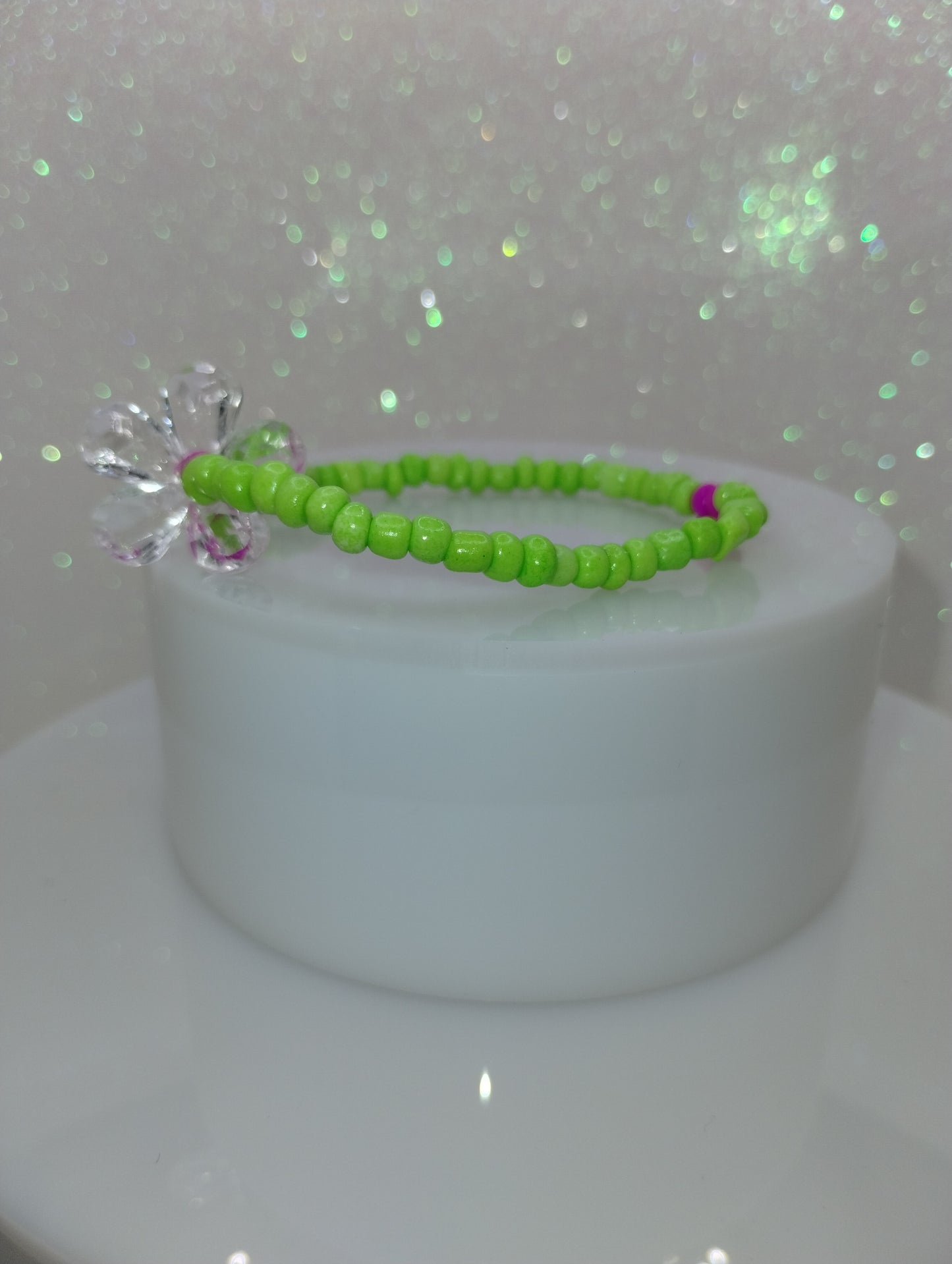 Micro Bead Bracelet w/Flower Charm