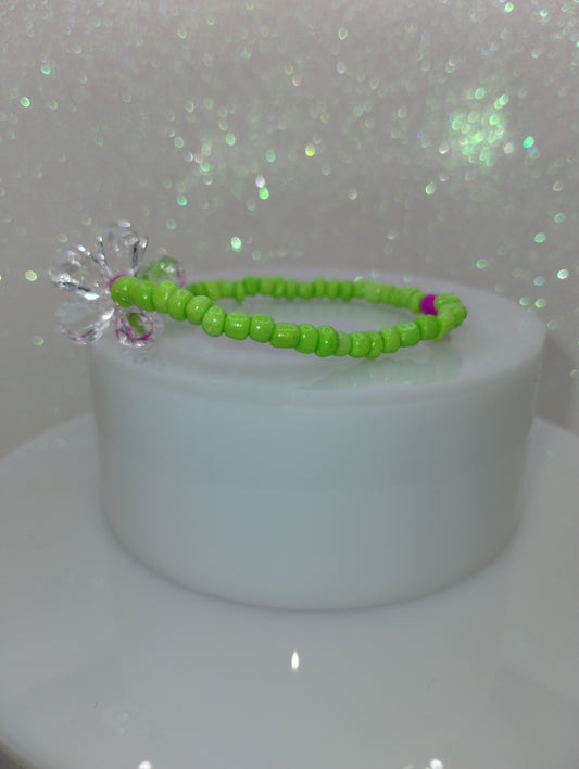 Micro Bead Bracelet w/Flower Charm