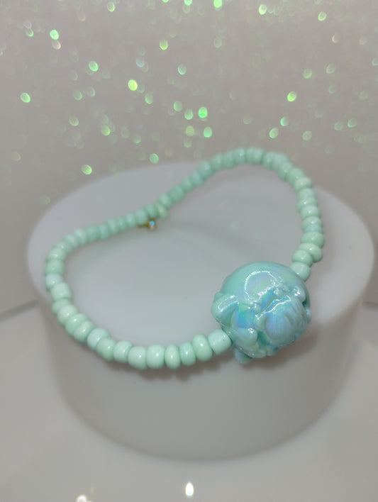 Micro Bead Bracelet w/Bubble Cat Charm