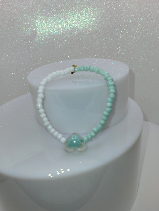 Micro Bead Bracelet w/Heart Charm