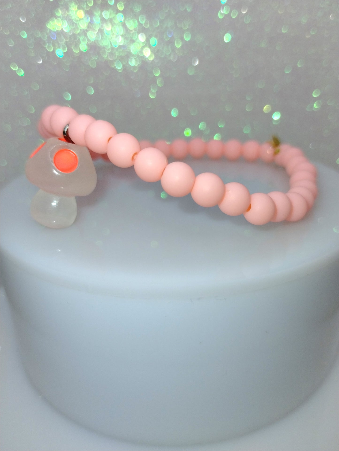 Mushroom Bracelet - Coral Pastel 7"