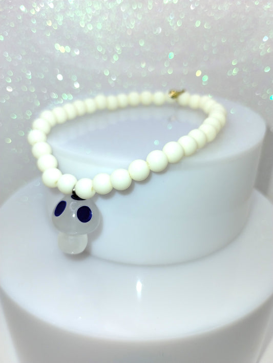 Mushroom Bracelet - White Pastel 7"