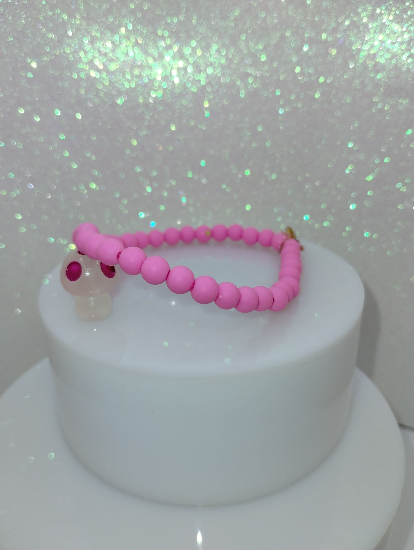 Mushroom Bracelet - Fuchsia Pastel 7"
