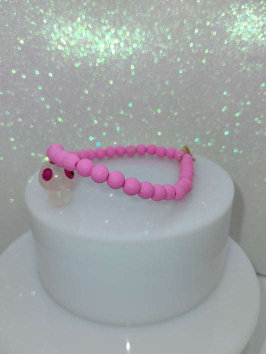 Mushroom Bracelet - Fuchsia Pastel 7"