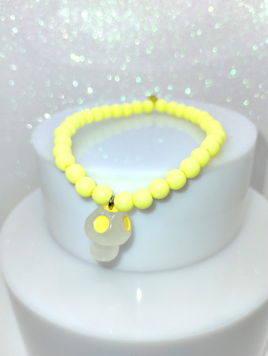 Mushroom Bracelet - Yellow Pastel 7"